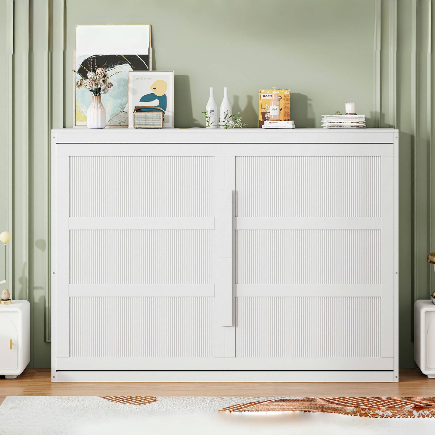 White Wood Queen Murphy Bed