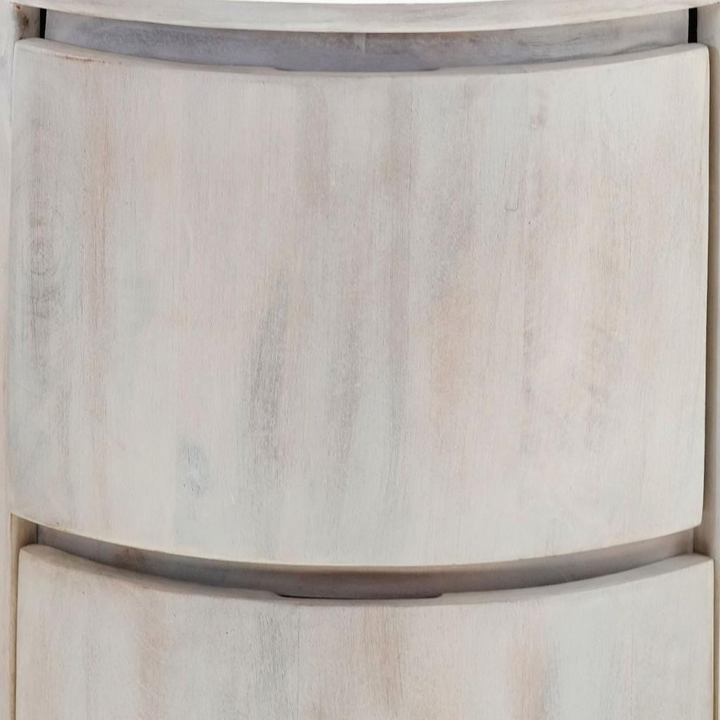 24" White Solid Wood Round Drum End Table With Two Drawers